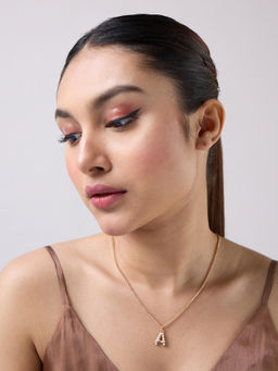 Twenty Dresses by Nykaa Fashion - Gold Pearl Embellished Letter A Necklace