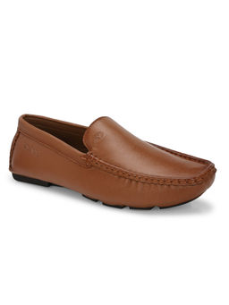 Valentino - Men Premium Leather Tan Casual Slip On Driving Loafers