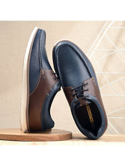 Valentino - Men Premium Leather Blue Casual Derby Shoes