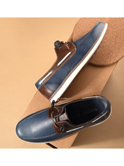 Valentino - West Port Men Premium Leather Blue Boat Shoes