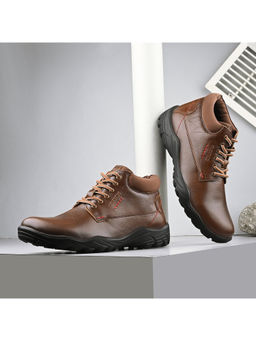 Valentino - Men Premium Leather Brown Lace-Up Casual Boots
