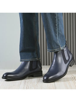 Valentino - Men Premium Leather Ankle Chelsea Boot (Royale-80-Blue)