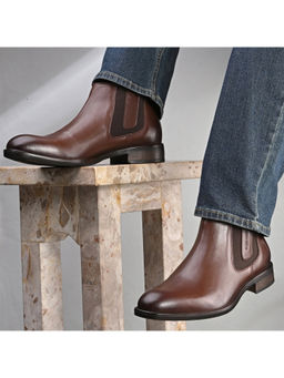 Valentino - Men Premium Leather Ankle Chelsea Boot (Royale-80-Brown)