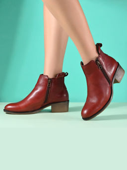 Valentino - Women Premium Leather Zipper Boots (W-Dreamgirl-85-Oilyred)