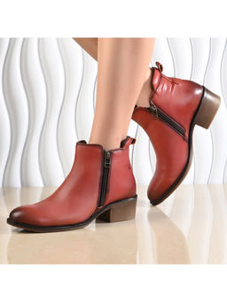 Valentino - Women Premium Leather Zipper Boots (W-Dreamgirl-85-Red)