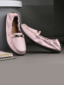 Valentino - Women Premium Leather Pink Formal Slip On Flexible Loafer