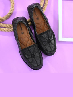 Valentino - Women Premium Leather Black Flexible Slip On Loafer