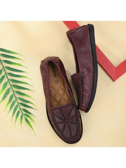 Valentino - Women Premium Leather Bordo Flexible Slip On Loafer