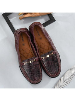 Valentino - Women Premium Leather Bordo Formal Slip On Flexible Loafer