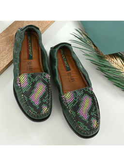 Valentino - Women Premium Leather Green Slip On Flexible Loafer