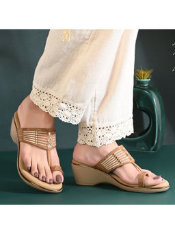 Valentino - Women Embellished T-Strap Wedge Sandals