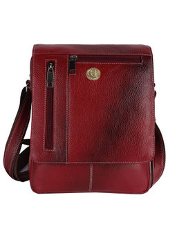 HiLEDER - Pure Genuine Leather 8 Inches Sling Travel Tablet Office Bag, Maroon