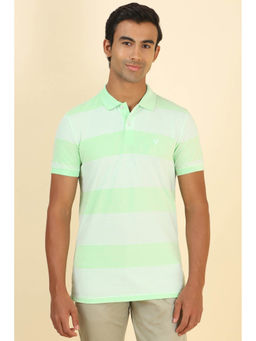 Allen Solly - Men Green Stripes Polo T- Shirt