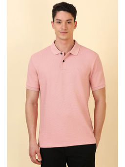 Allen Solly - Men Pink Textured Polo T- Shirt