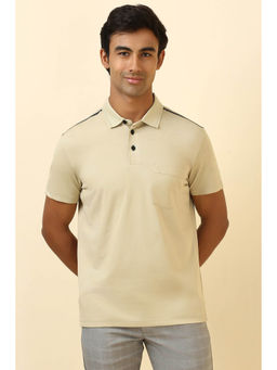 Allen Solly - Men Beige Solid Polo T- Shirt