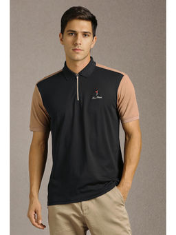 Louis Philippe - Men Black Colorblock Polo T- Shirt