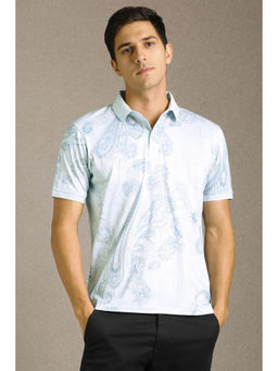 Louis Philippe - Men Blue Printed Polo T- Shirt