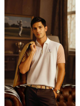 Louis Philippe - Men White Colorblock Polo T- Shirt
