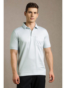 Louis Philippe - Men Blue Textured Polo T- Shirt