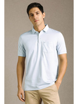 Louis Philippe - Men Blue Textured Polo T- Shirt