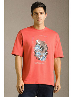 Louis Philippe - Men Orange Graphic T-Shirt