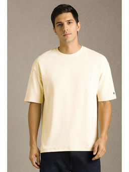 Louis Philippe - Men Beige Textured T-Shirt
