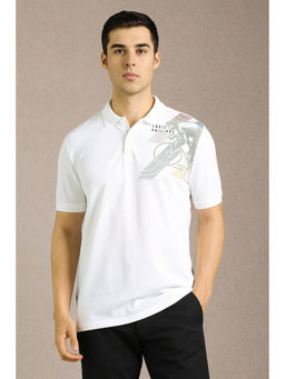 Louis Philippe - Men White Printed Polo T- Shirt