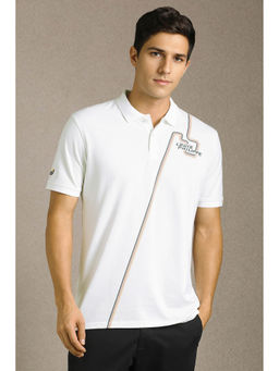 Louis Philippe - Men White Printed Polo T- Shirt