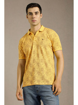 Louis Philippe - Men Yellow Printed Polo T- Shirt