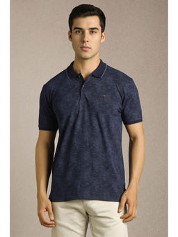 Louis Philippe - Men Navy Blue Printed Polo T- Shirt