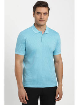 Peter England - Men Blue Printed Polo T- Shirt