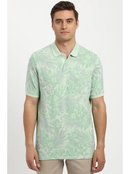 Peter England - Men Green Floral Polo T- Shirt