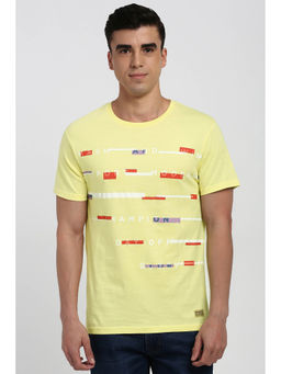 Peter England - Men Yellow Printed T-Shirt