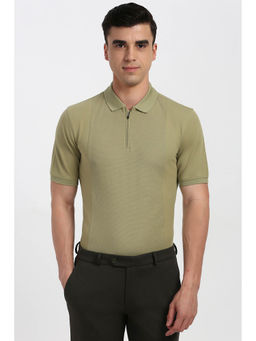 Peter England - Men Olive Solid Polo T- Shirt