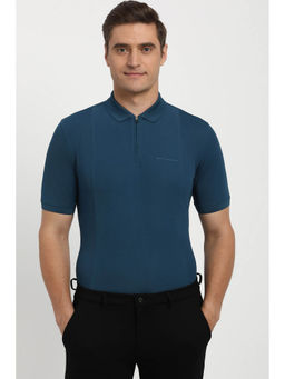 Peter England - Men Blue Solid Polo T- Shirt