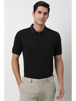 Peter England - Men Black Solid Polo T- Shirt
