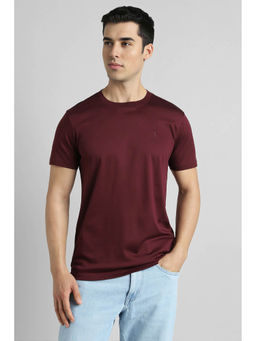 Simon Carter - Men Maroon Solid T-Shirt