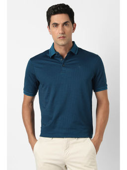 Van Heusen - Men Teal Printed Polo T- Shirt