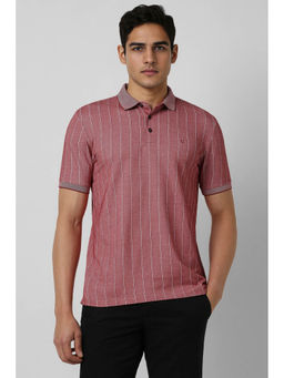 Van Heusen - Men Pink Stripes Polo T- Shirt