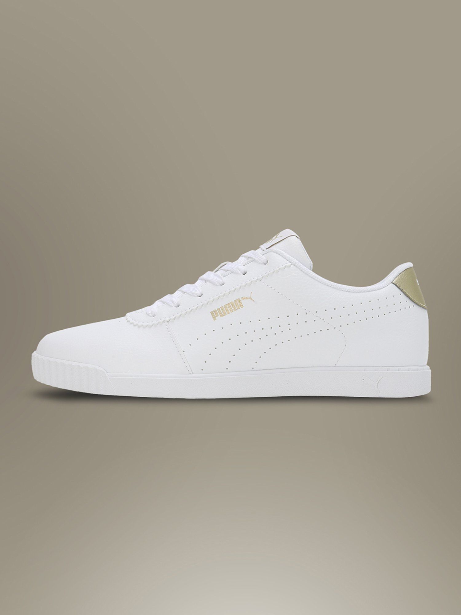 Buy Puma Carina Slim Perf Womens Off White \u0026 Gold Sneakers Online