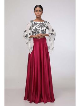 CHHAYA MEHROTRA - Ivy Crop Top with Skirt Wine and Ivory