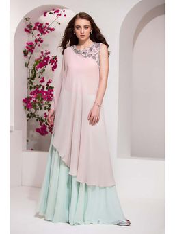 CHHAYA MEHROTRA - Pink Tunic with Skirt and Bustier