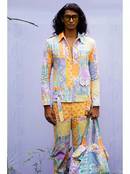 Nirmooha - Multi-Geo Printed Denim Shirt with Co-Ord's