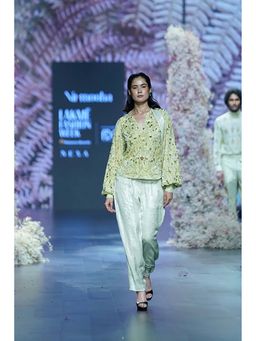 Nirmooha - Chic Matcha Ensemble Top with Pant and Blet