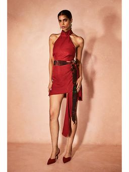 Nirmooha - Ignite Red Top with Skirt and Belt