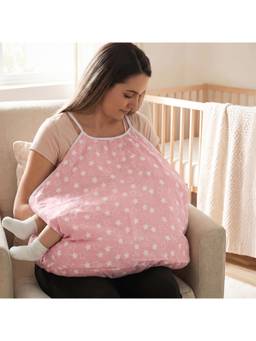 BAYBEE - Dark Pink Baby Feeding Pillow with Foldable Breastfeeding Cover