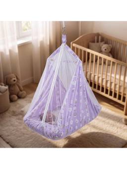 BAYBEE - Purple 2-In-1 Newborn Hanging Swing Cradle with Mosquito Net