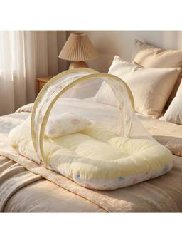 BAYBEE - Yellow Muslin Cotton Baby Bedding Set with Mosquito Net