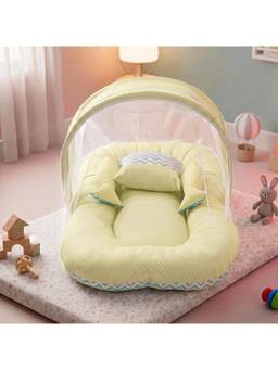 BAYBEE - Green Baby Bedding Set with Mosquito Net and Neck Pillow