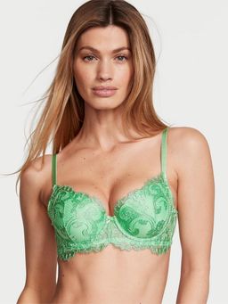 Victoria's Secret - Dream Angels Boho Floral Embroidery Lightly Lined Demi Bra Green